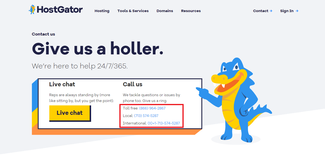 Hostgator phone contact