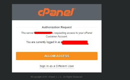 cPanel authentication